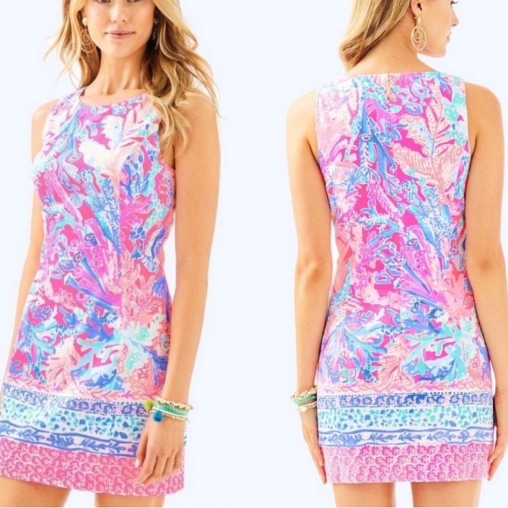 NWT Lilly Pulitzer Mila Engineered Shift Dress – Aquadesic Print – Size 14